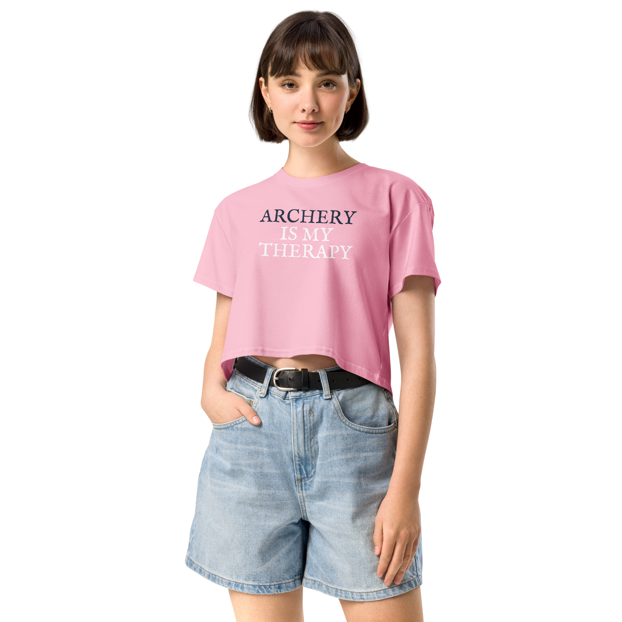 Women's Archery Is My Therapy Crop Top, worn